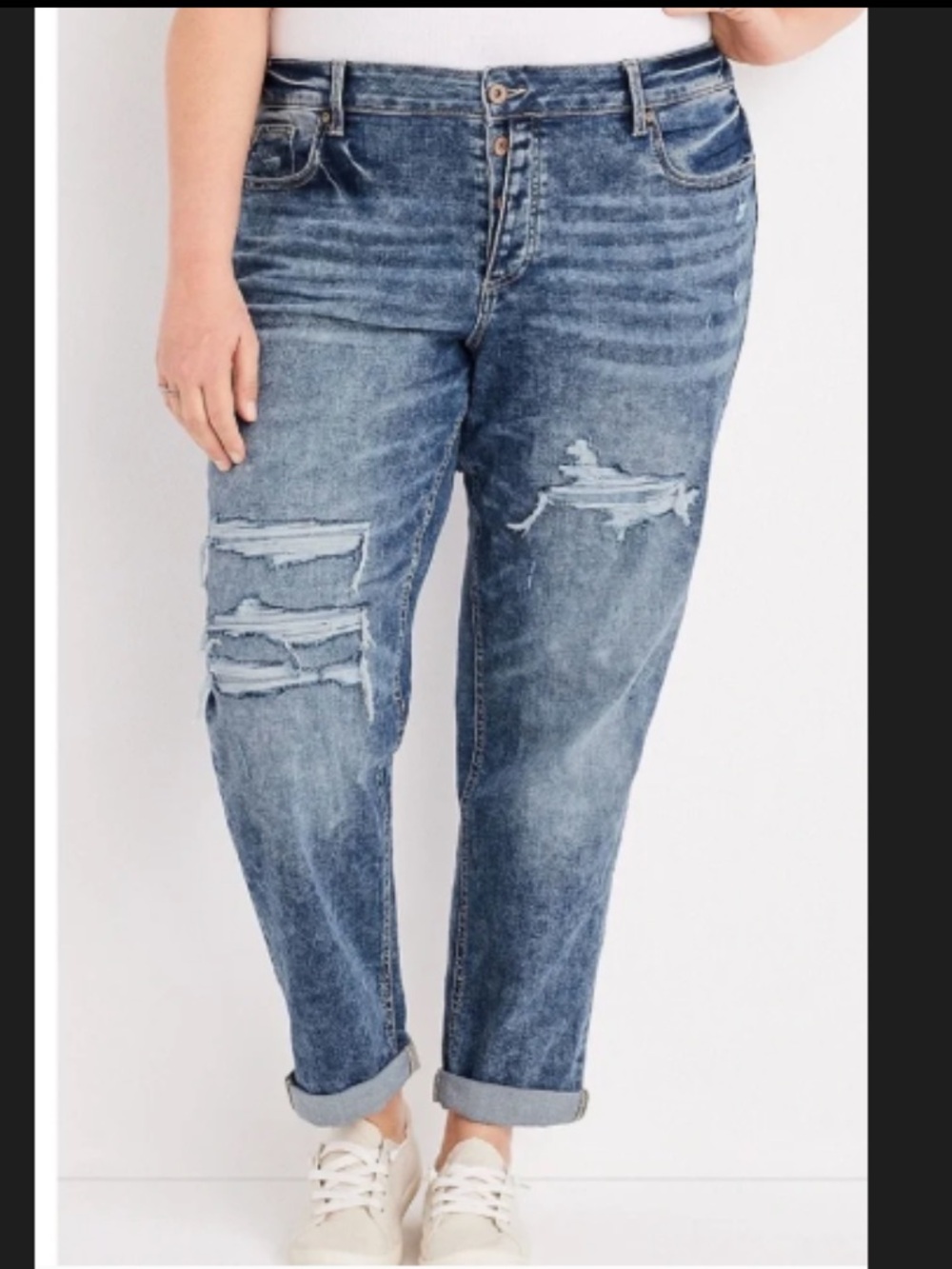 Maurices High Rise Distressed Boyfriend Jeans Size 12 Regular